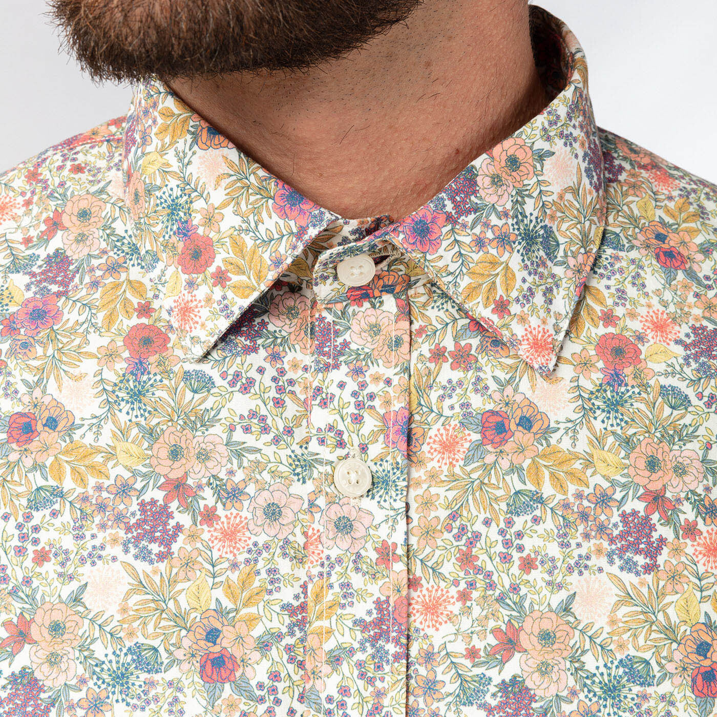 Chemise manches longues imprimé floral pastel