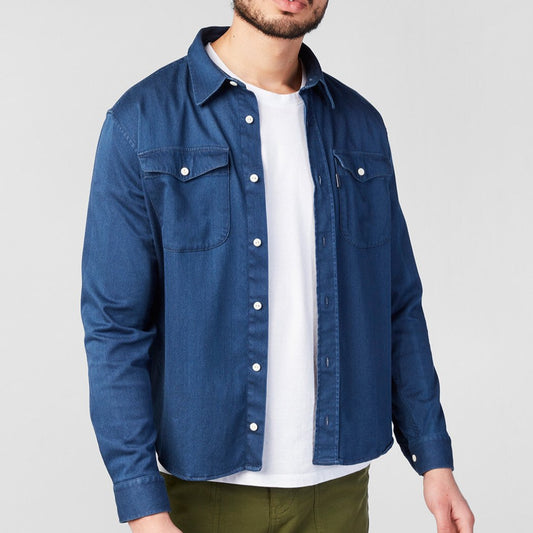 Chemise manches longues bleu denim