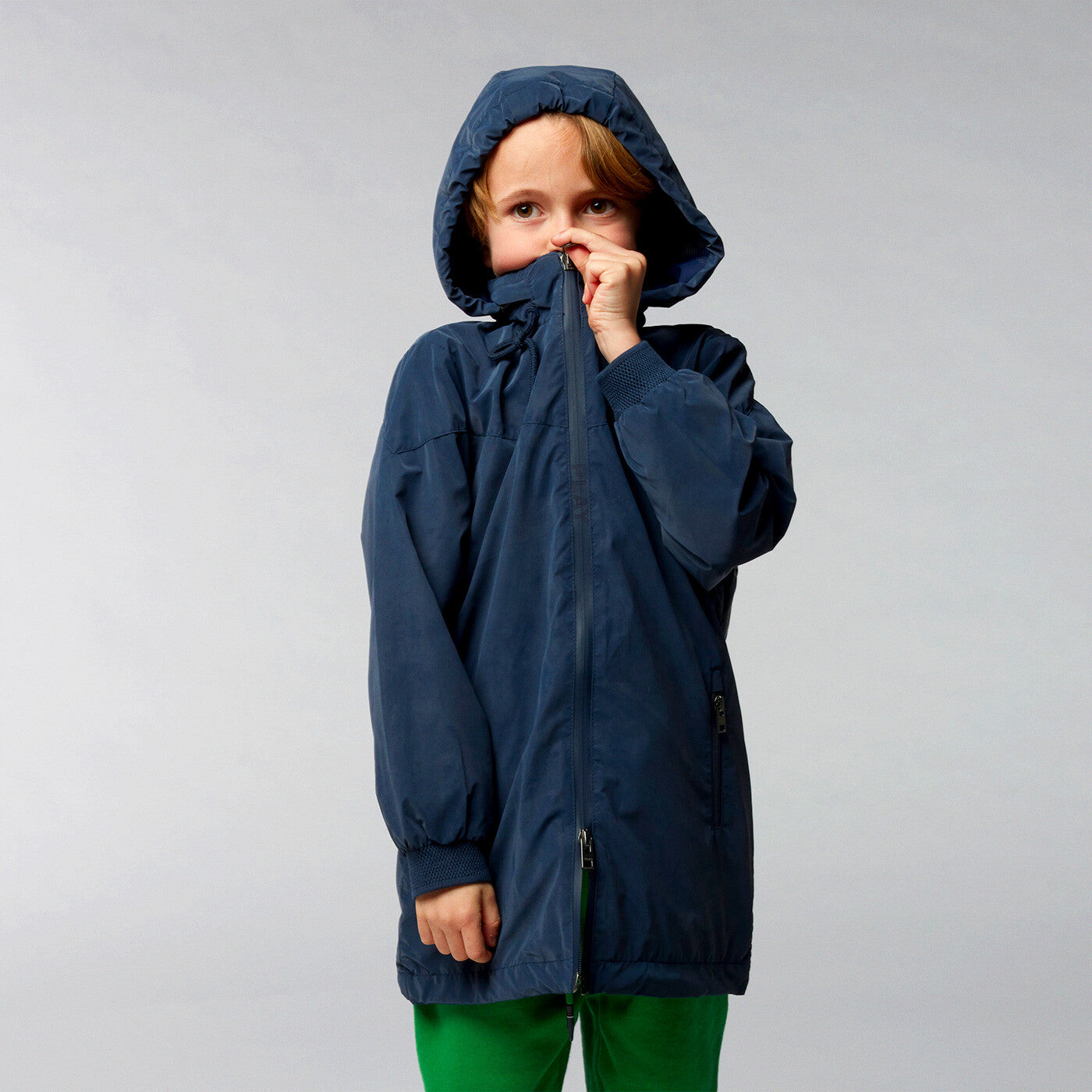 Veste longue coupe-vent Junior bleu marine PLAY