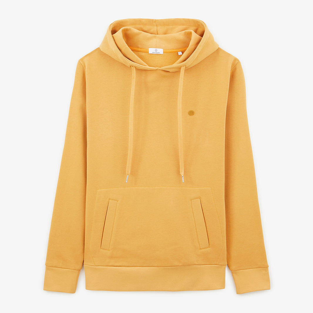 Corn-yellow hooded sweatshirt made of brushed fleece