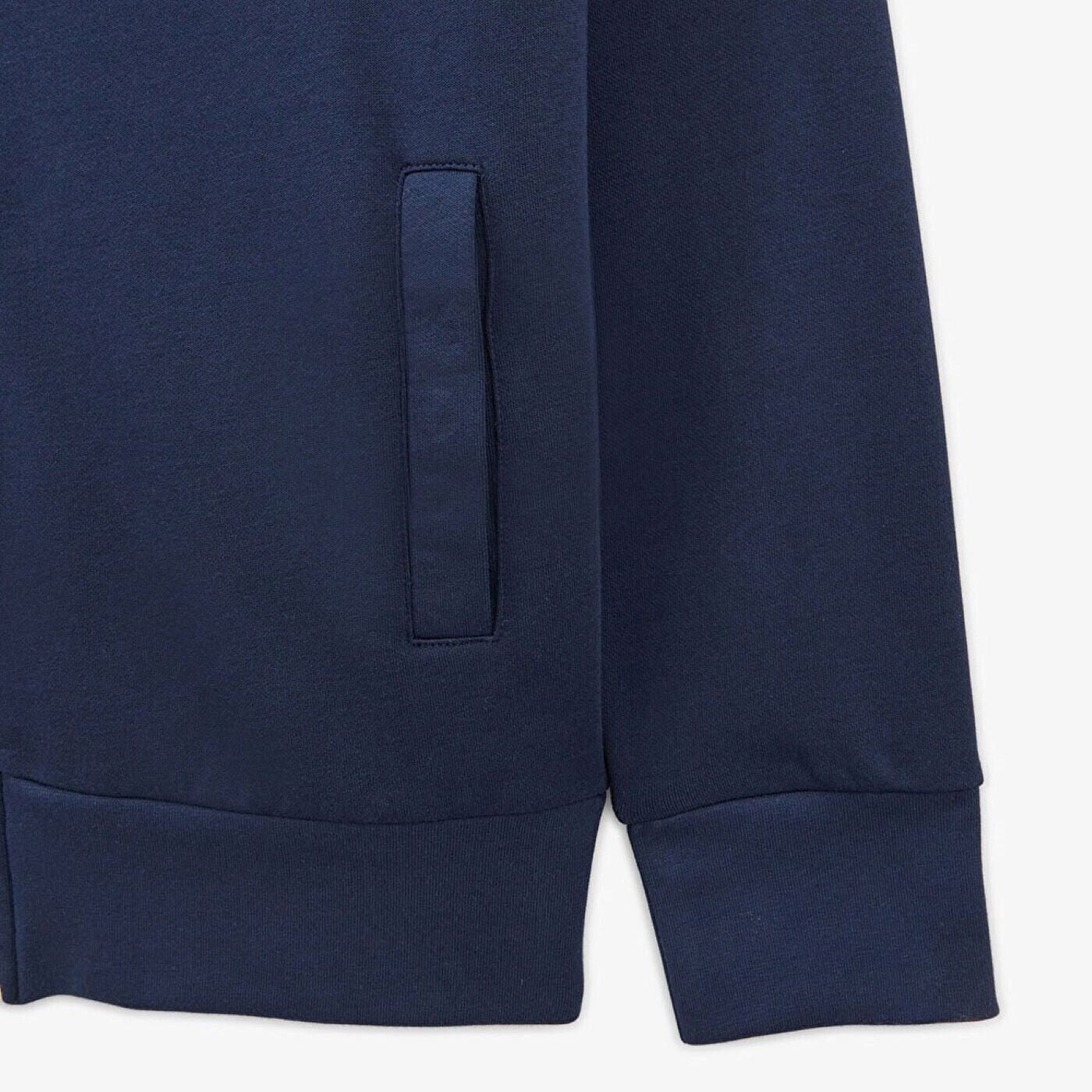 Sweat à capuche zippé bleu foncé en molleton brossé