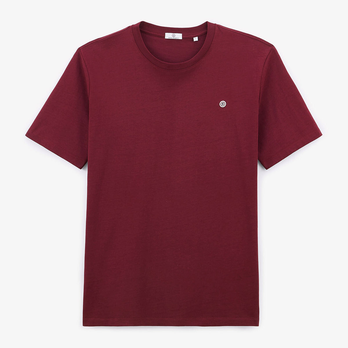 T-shirt col rond rouge bordeaux en jersey de coton