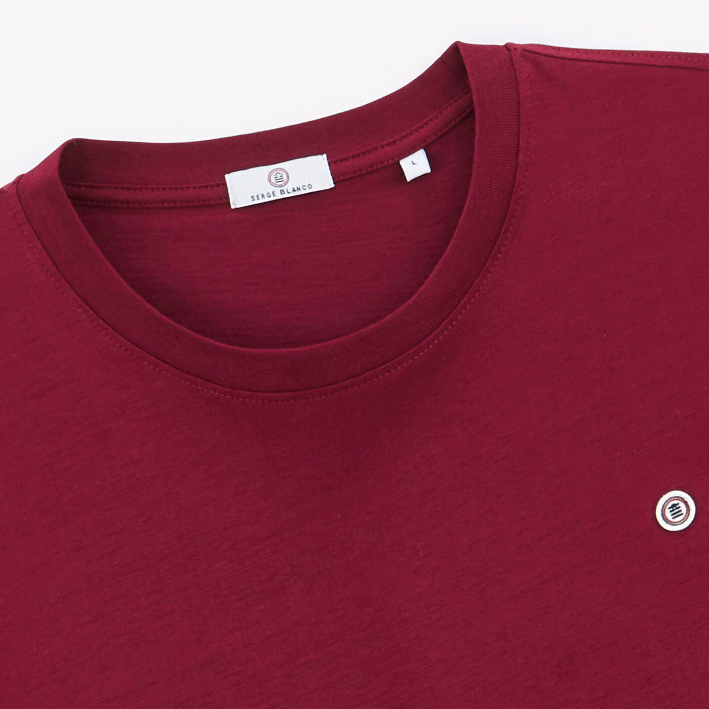 T-shirt col rond rouge bordeaux en jersey de coton