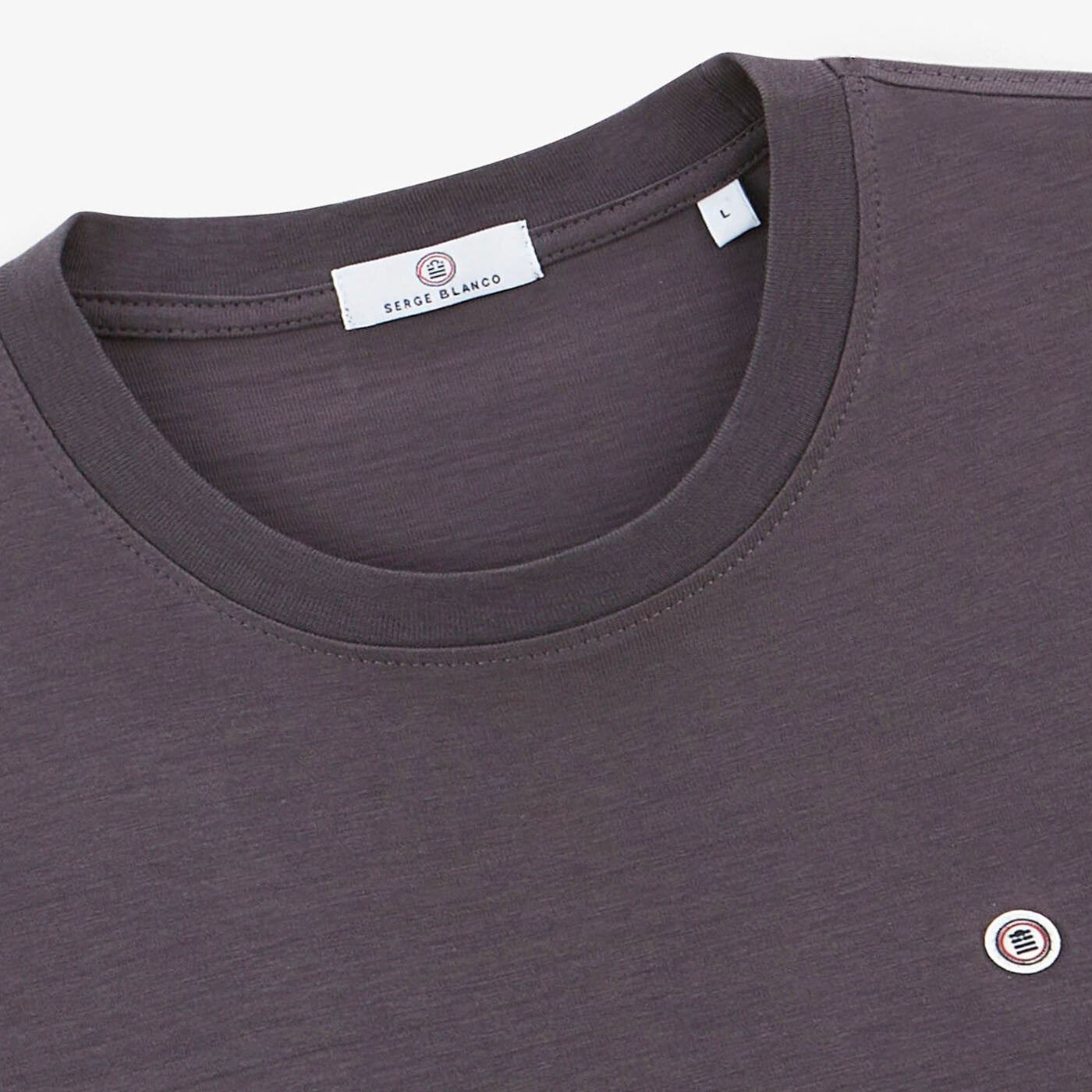 T-shirt col rond gris acier en jersey de coton