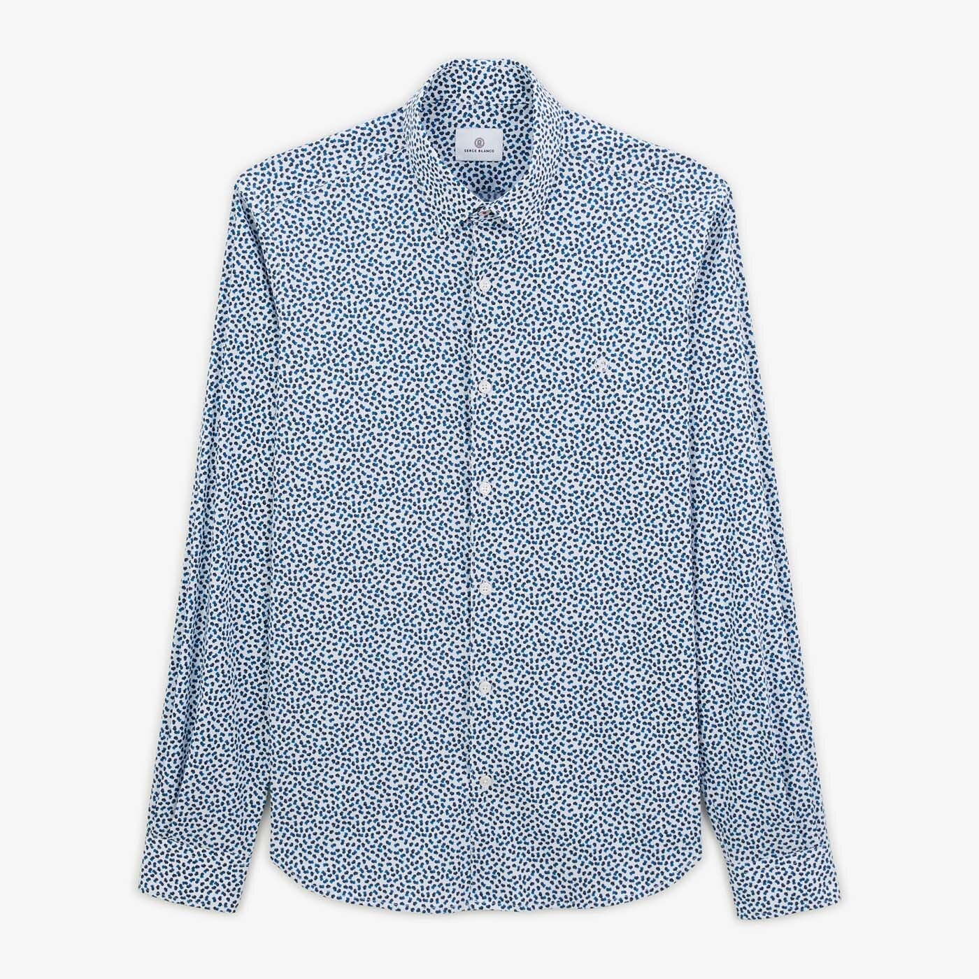 Chemise imprimé fantaisie bleu à manches longues