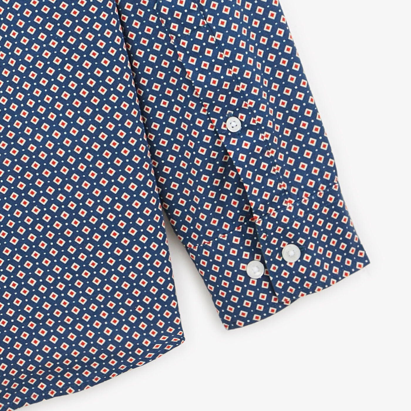 Chemise imprimé géométrique bleu foncé à manches longues en coton