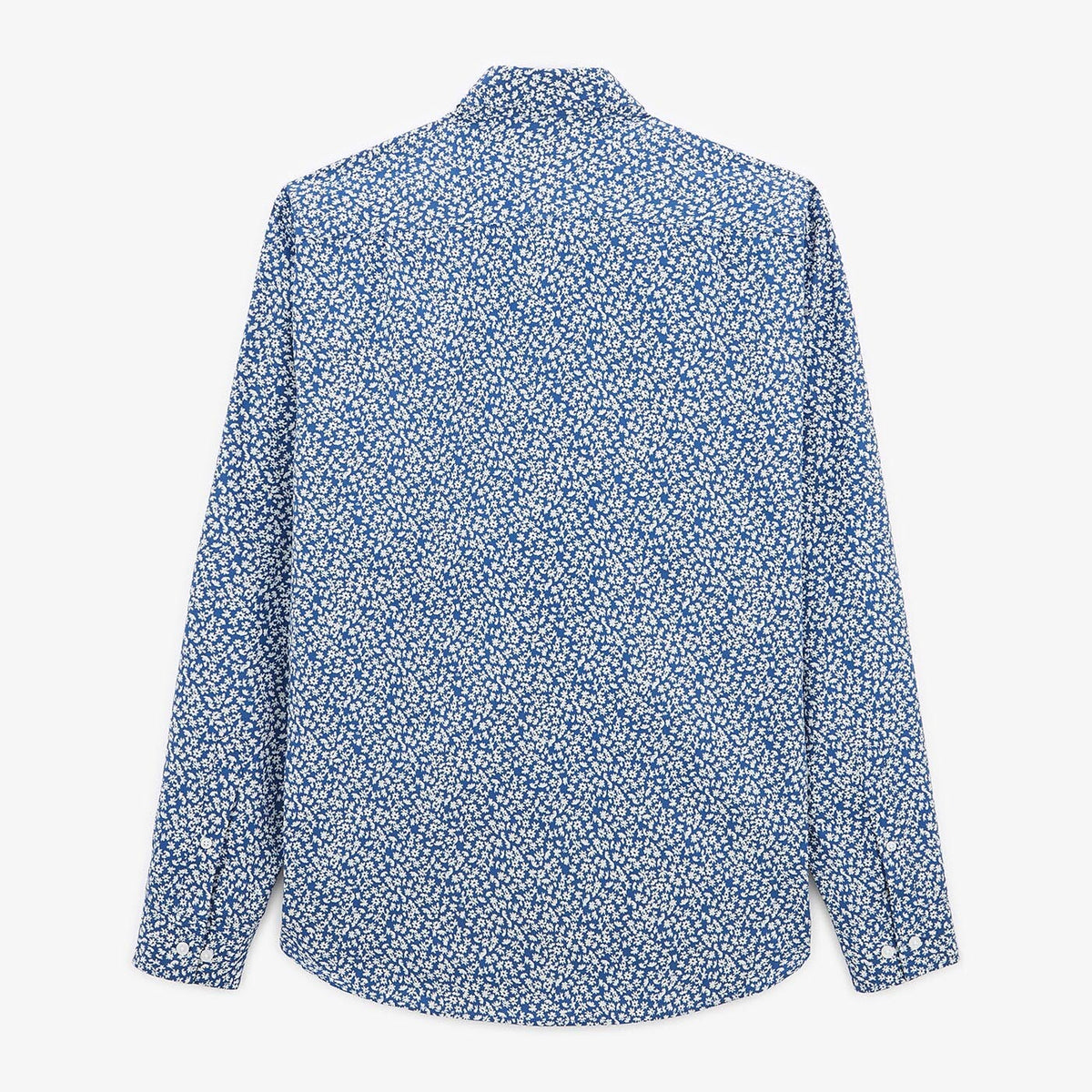 Chemise imprmé floral bleu océan à manches longues en coton