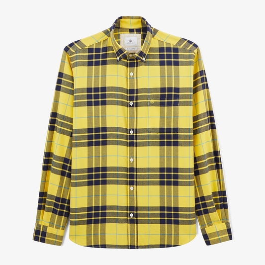 Chemise à carreaux jaune en coton