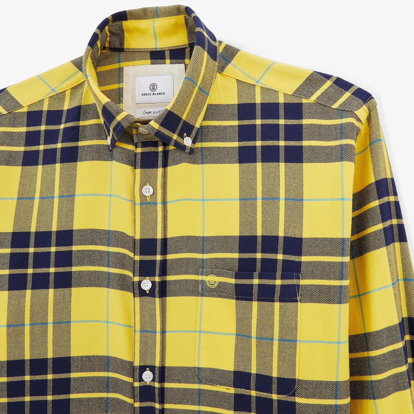 Chemise à carreaux jaune en coton