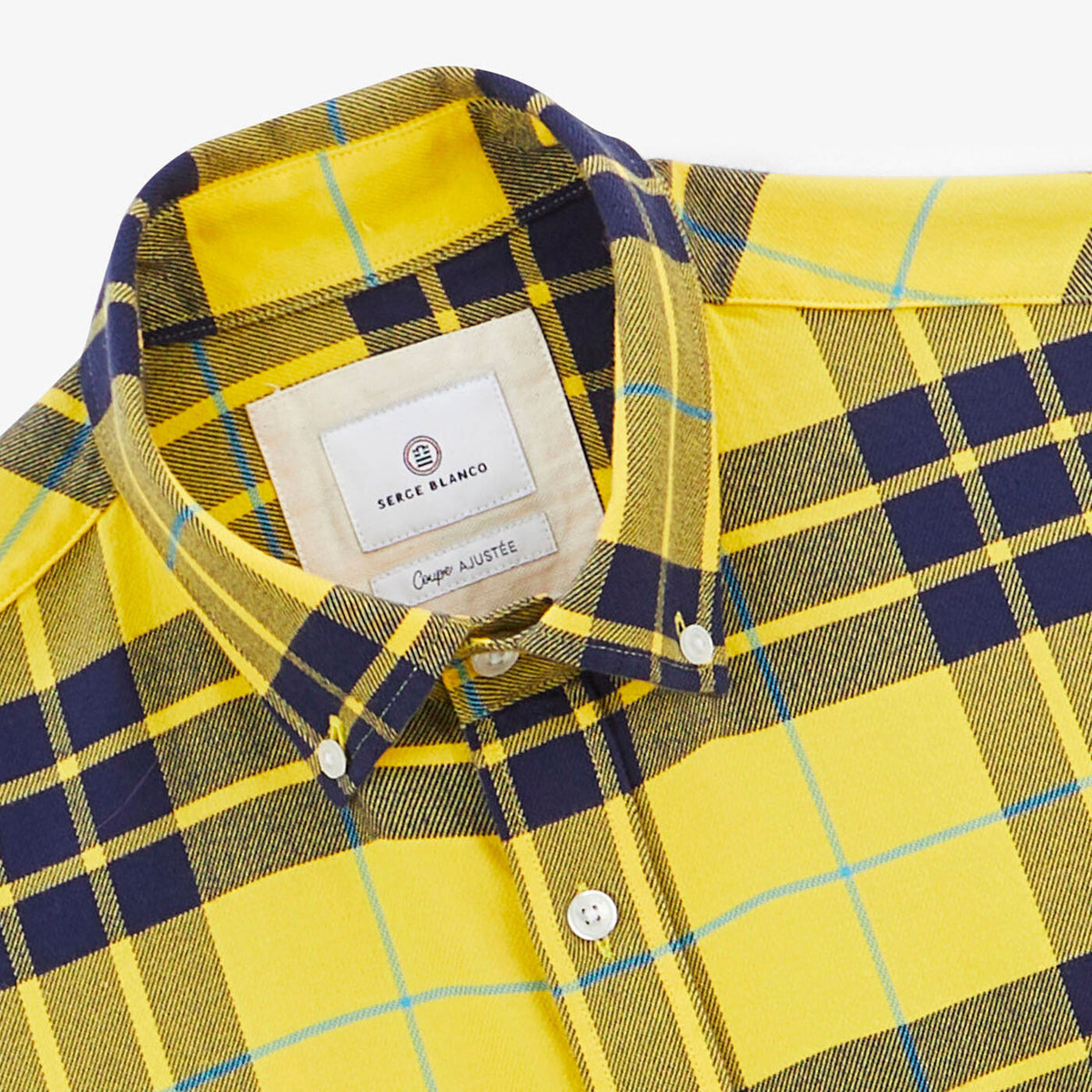 Chemise à carreaux jaune en coton