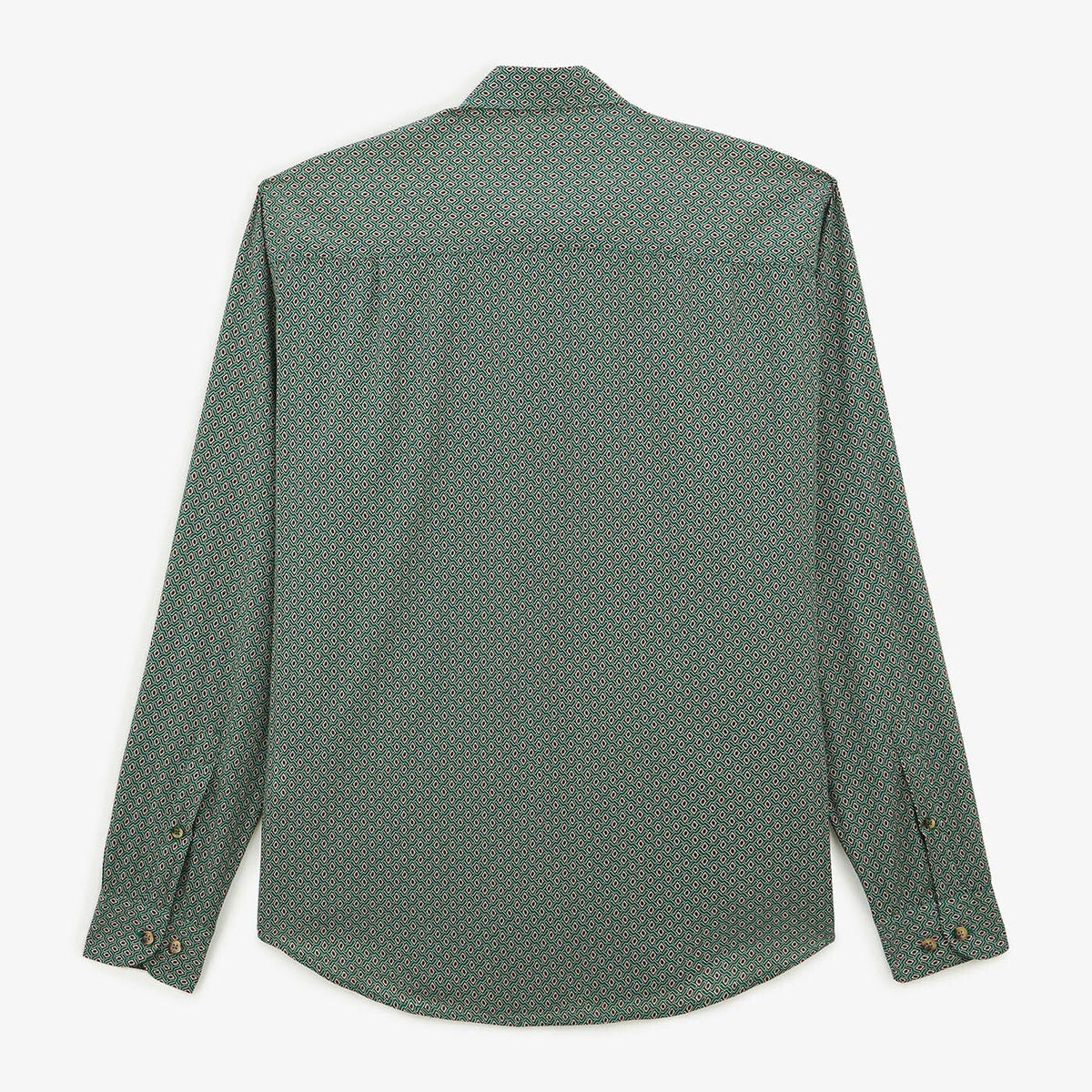 Chemise vert olive à manches longues imprimé géométrique