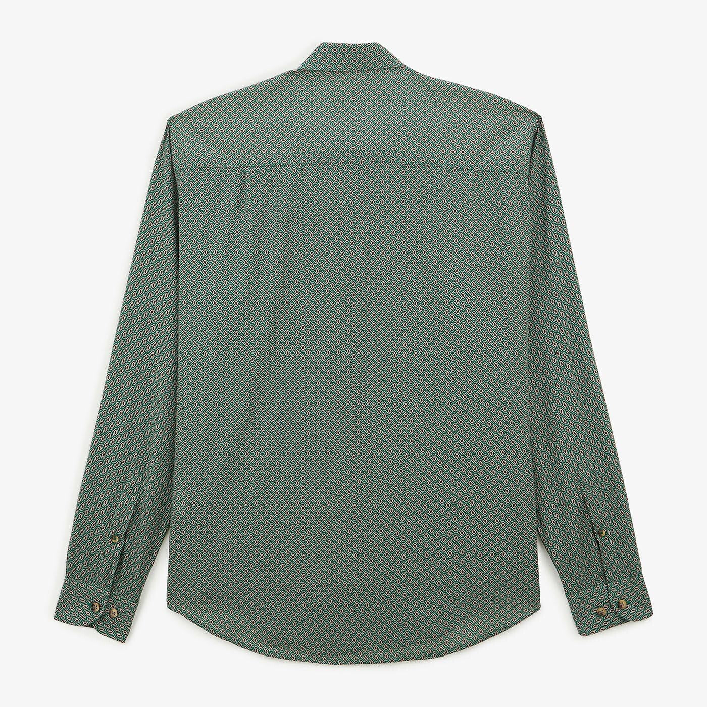 Chemise vert olive à manches longues imprimé géométrique