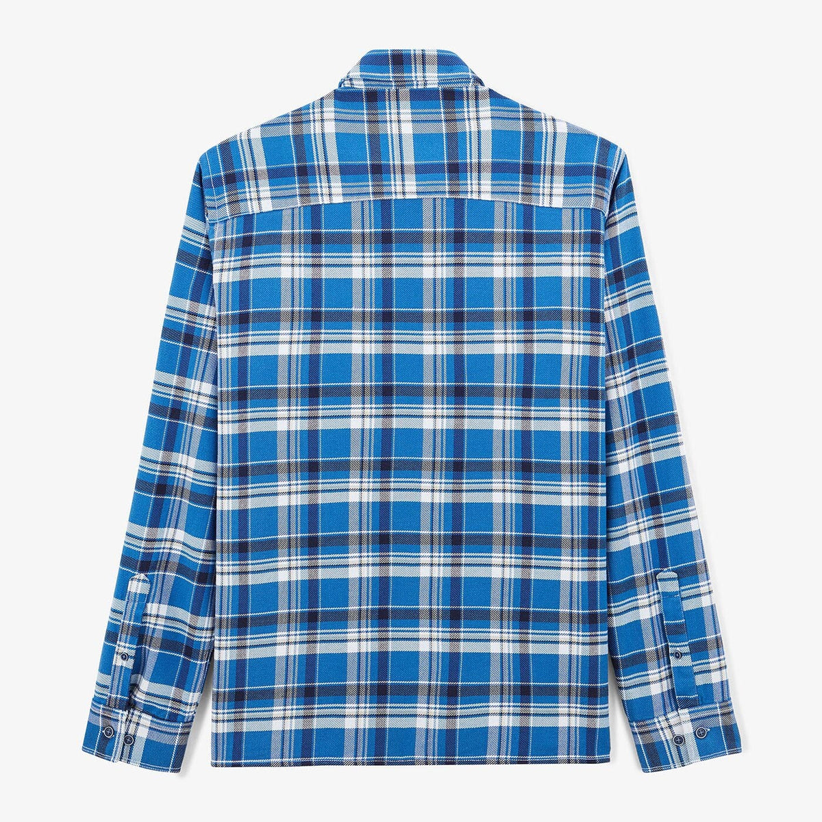 Chemise à carreaux bleu océan à manches longues en coton