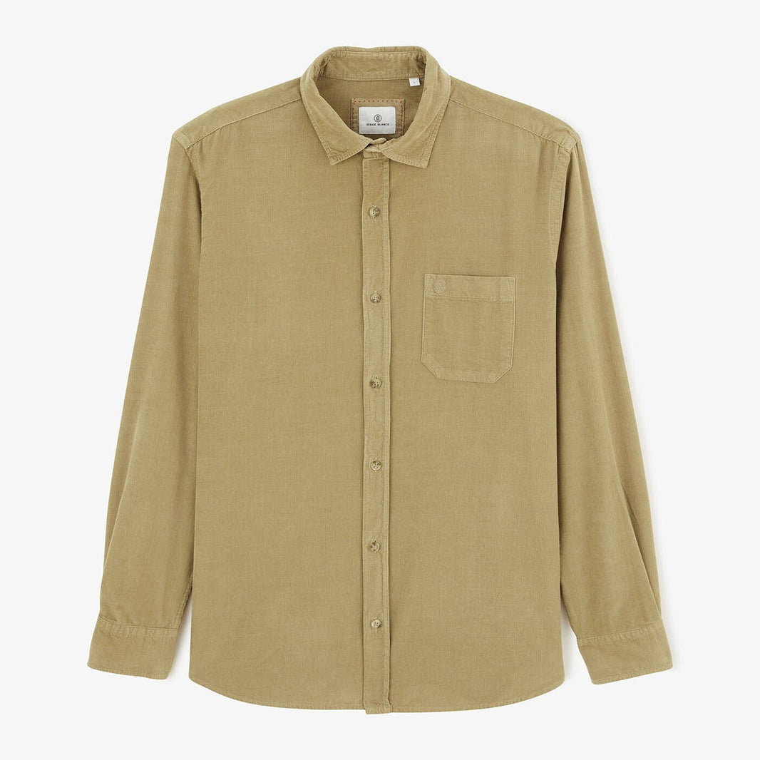 Beige long-sleeved velvet shirt