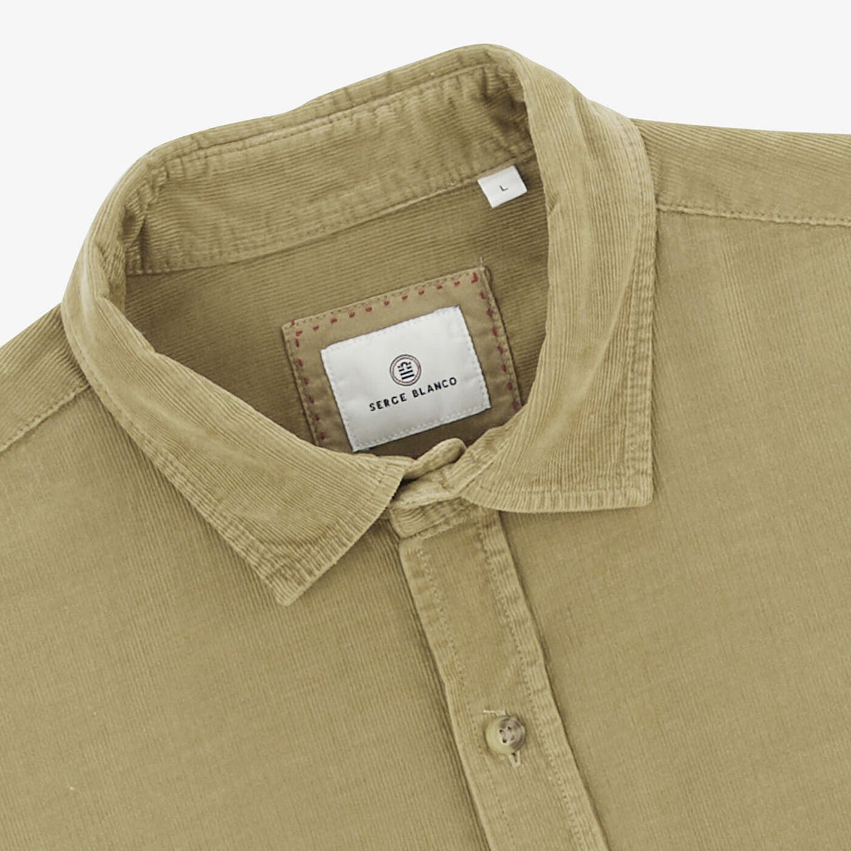 Chemise beige à manches longues en velours