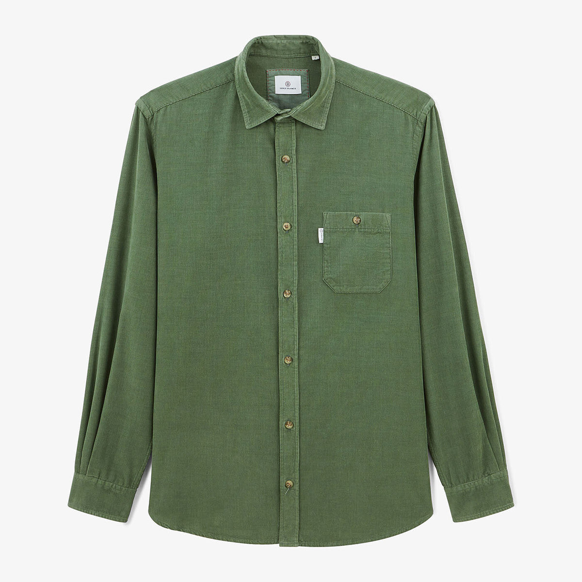 Chemise vert militaire à manches longues en velours