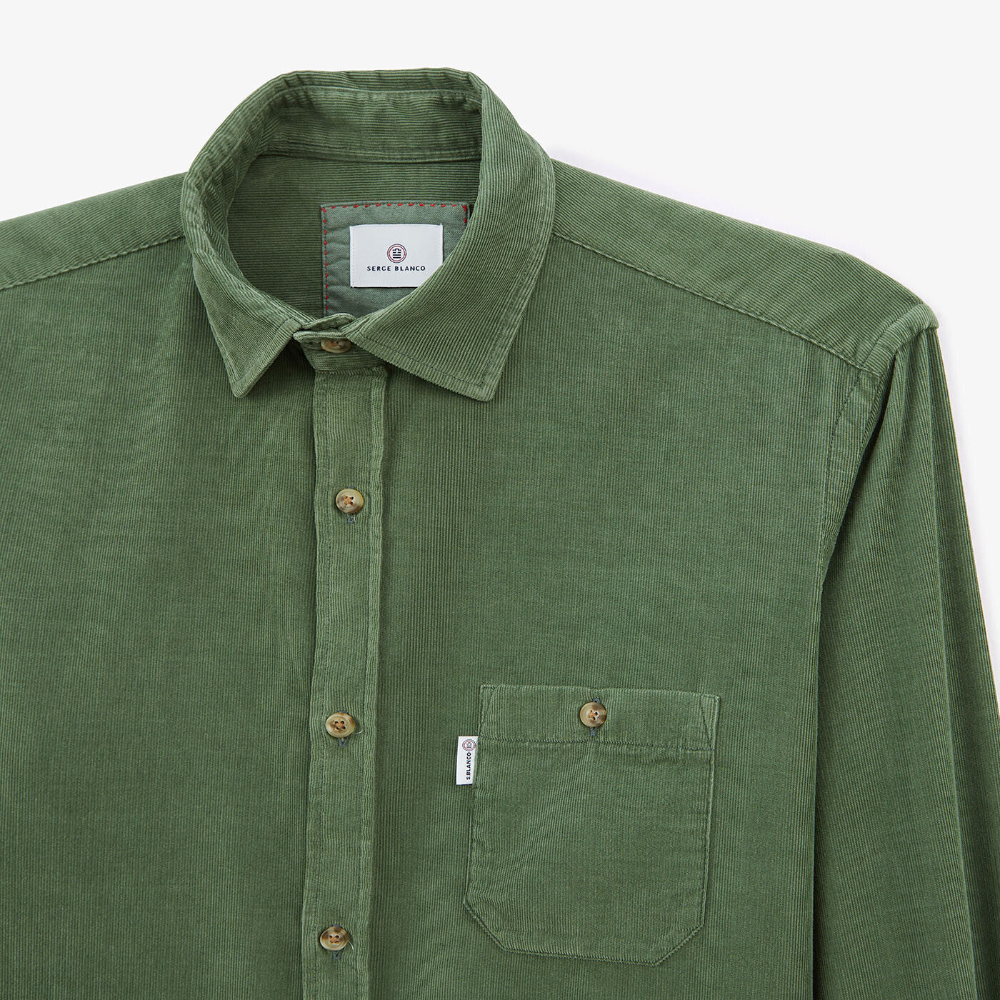 Chemise vert militaire à manches longues en velours