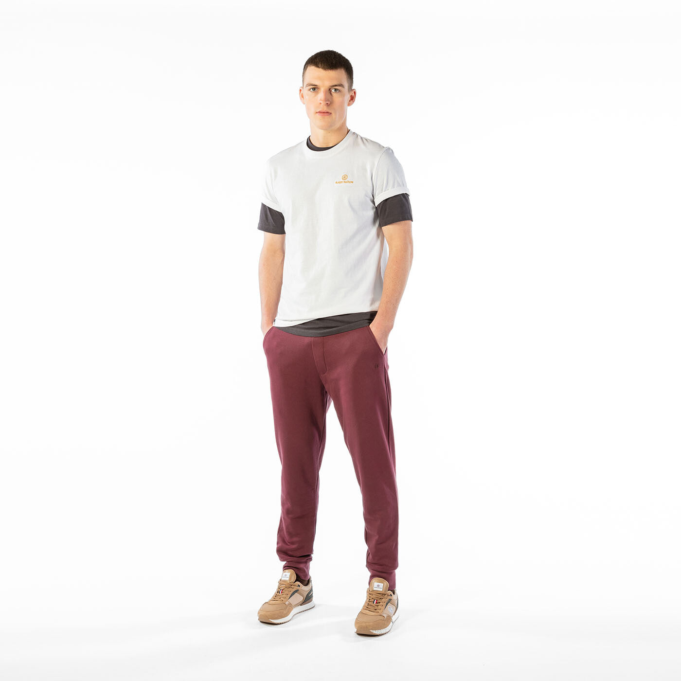 Pantalon de jogging en molleton brossé rouge bordeaux