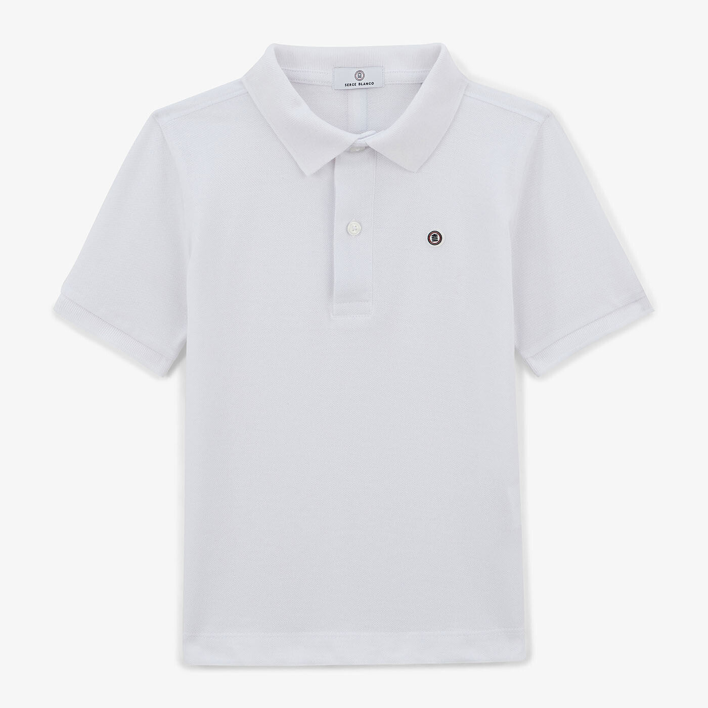 Polo Junior manches courtes en coton blanc