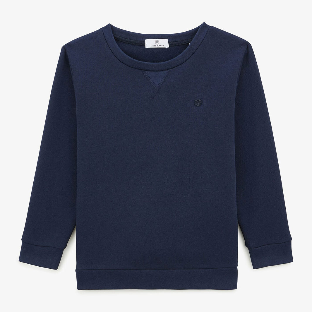 Junior-Sweatshirt mit Rundhalsausschnitt aus dunkelblauem, gebürstetem Fleece