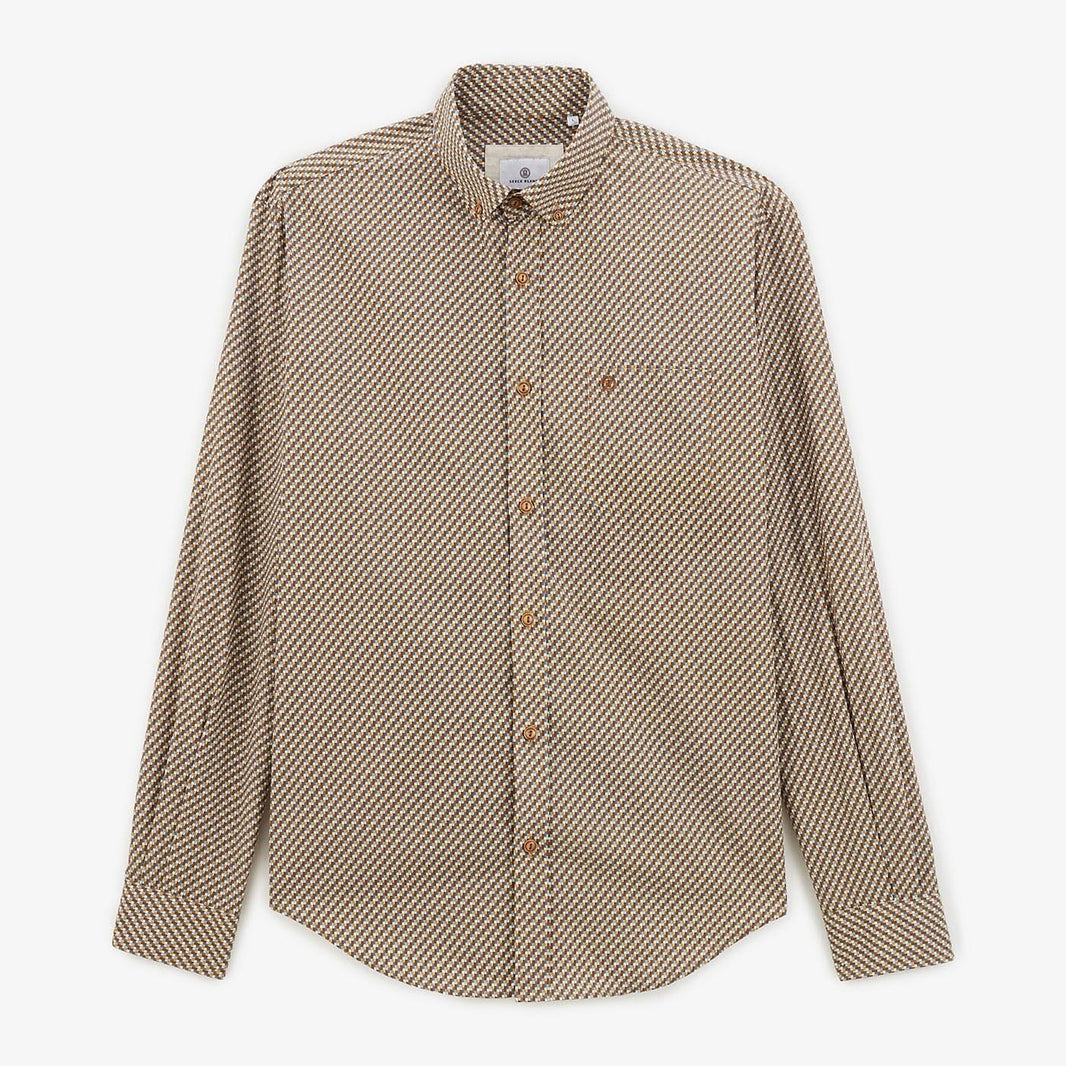 Shirt met lange mouwen en geometrische print in hazelnootbruin