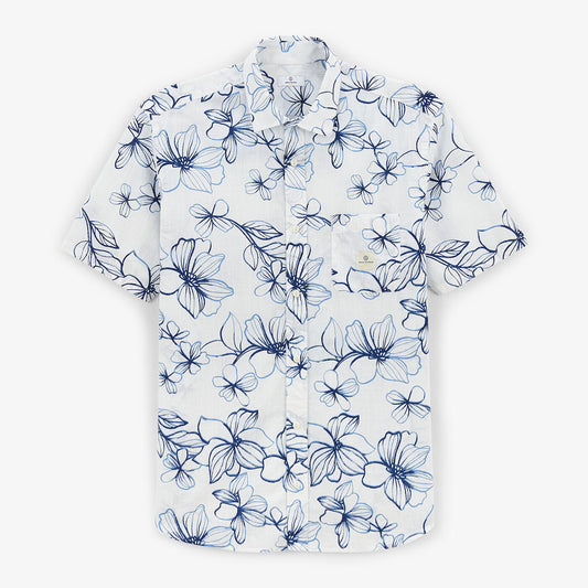 Chemise manches courtes regular azur imprimé fleurs