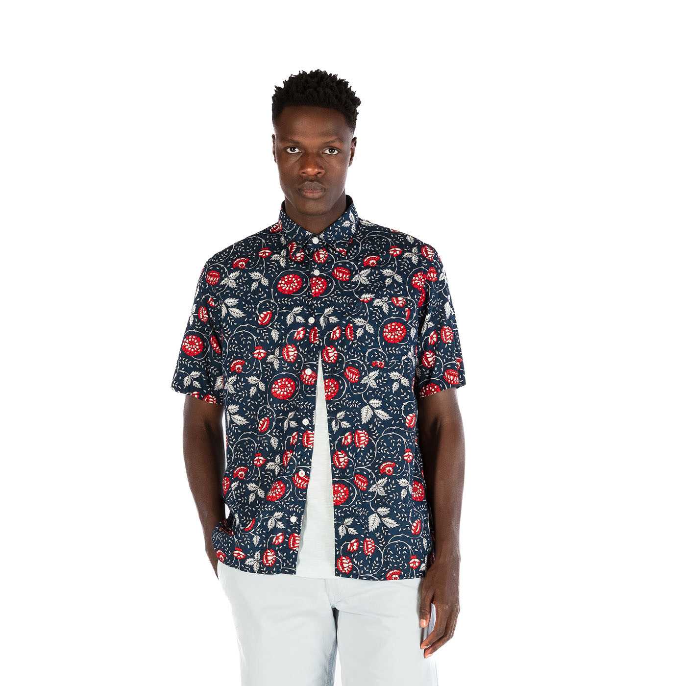 Chemise manches courtes San indigo imprimé batik