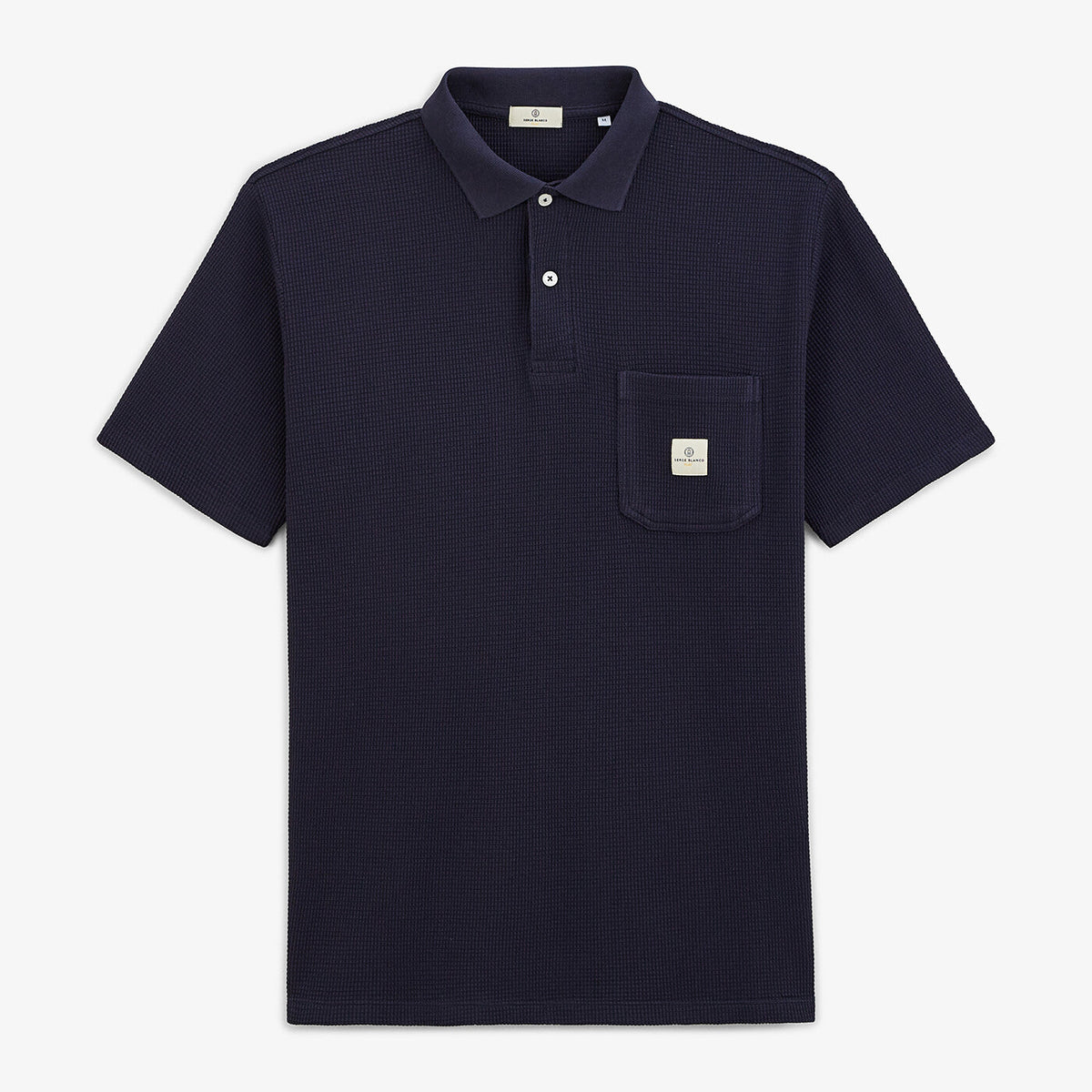 Polo gaufrette Logan bleu foncé