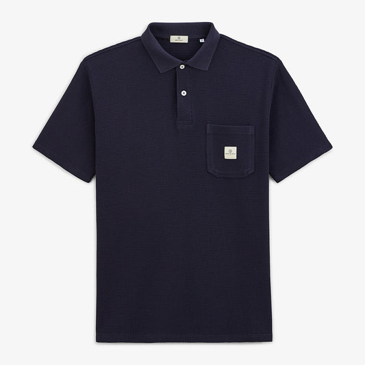 Polo gaufrette Logan bleu foncé