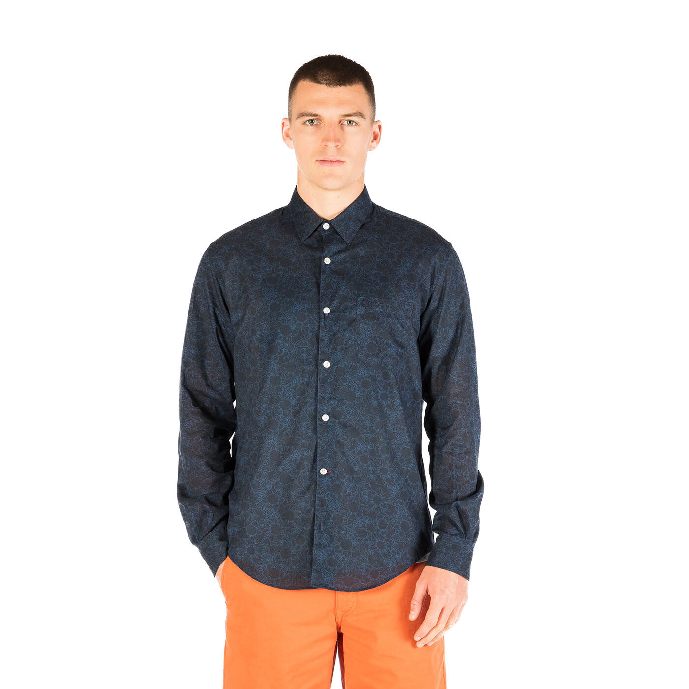 Chemise regular bleu foncé avec imprimé