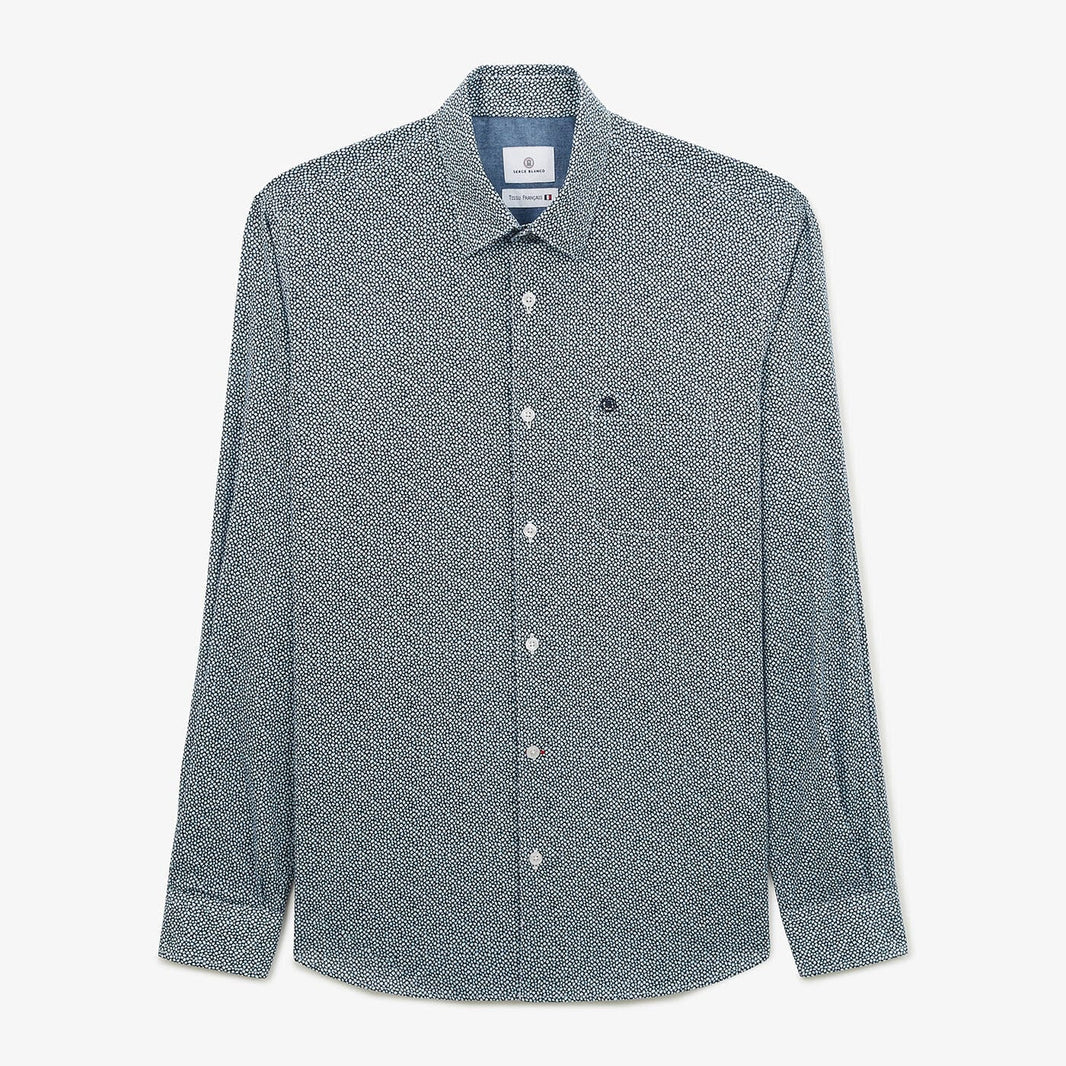 Overhemd met normale pasvorm, nachtblauw met fantasieprint