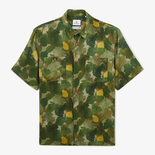 Chemise manches courtes San verte imprimé camouflage