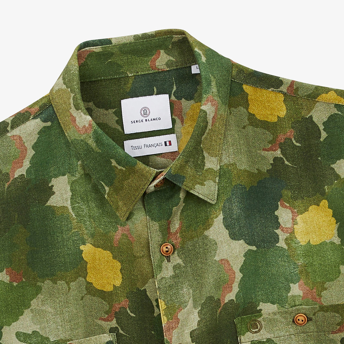 Chemise manches courtes San verte imprimé camouflage