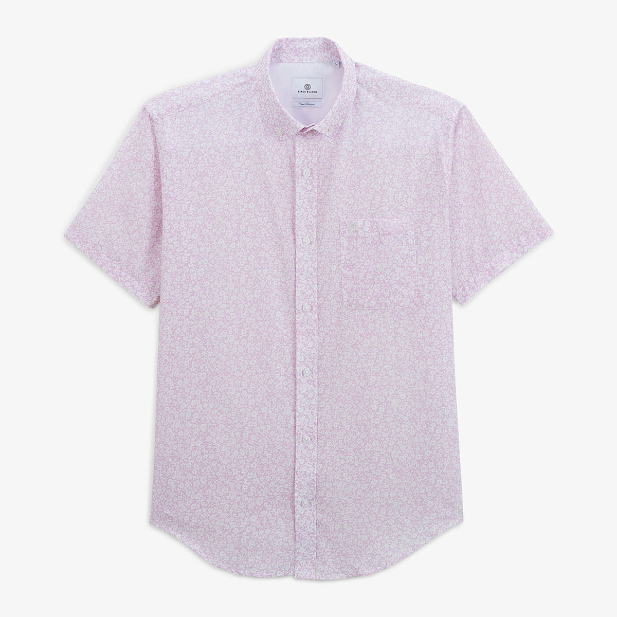 Chemise manches courtes regular rose imprimé fleurs