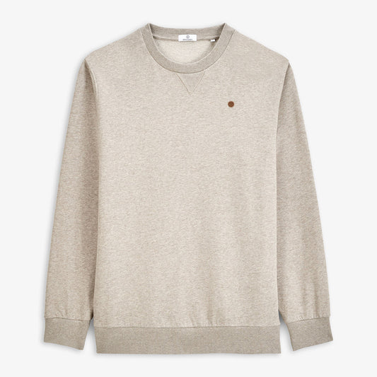 Sweat col rond Sam beige chiné