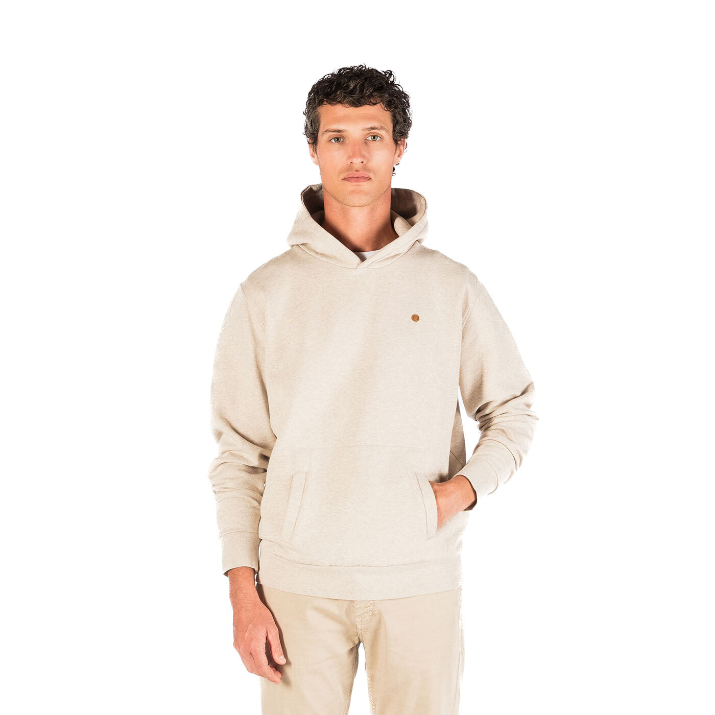 Sweat à capuche Stéphane beige chiné