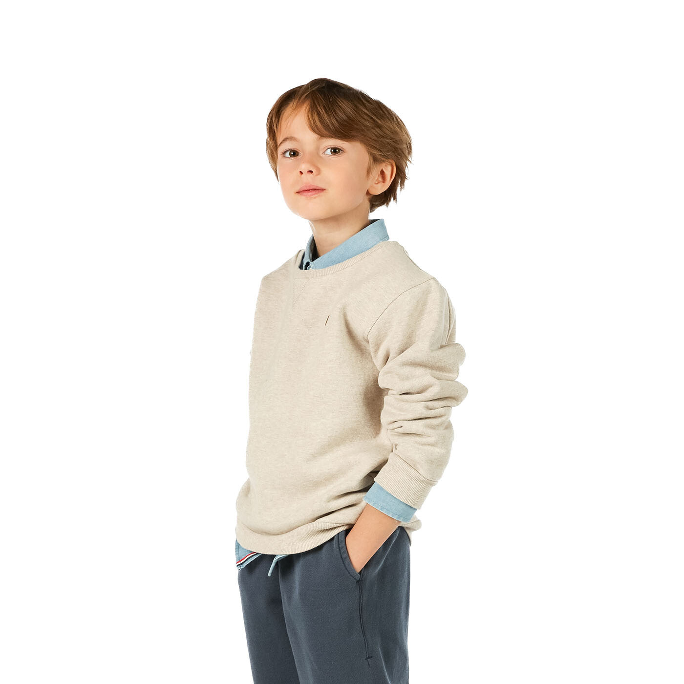 Sweat molleton Sam junior beige chiné