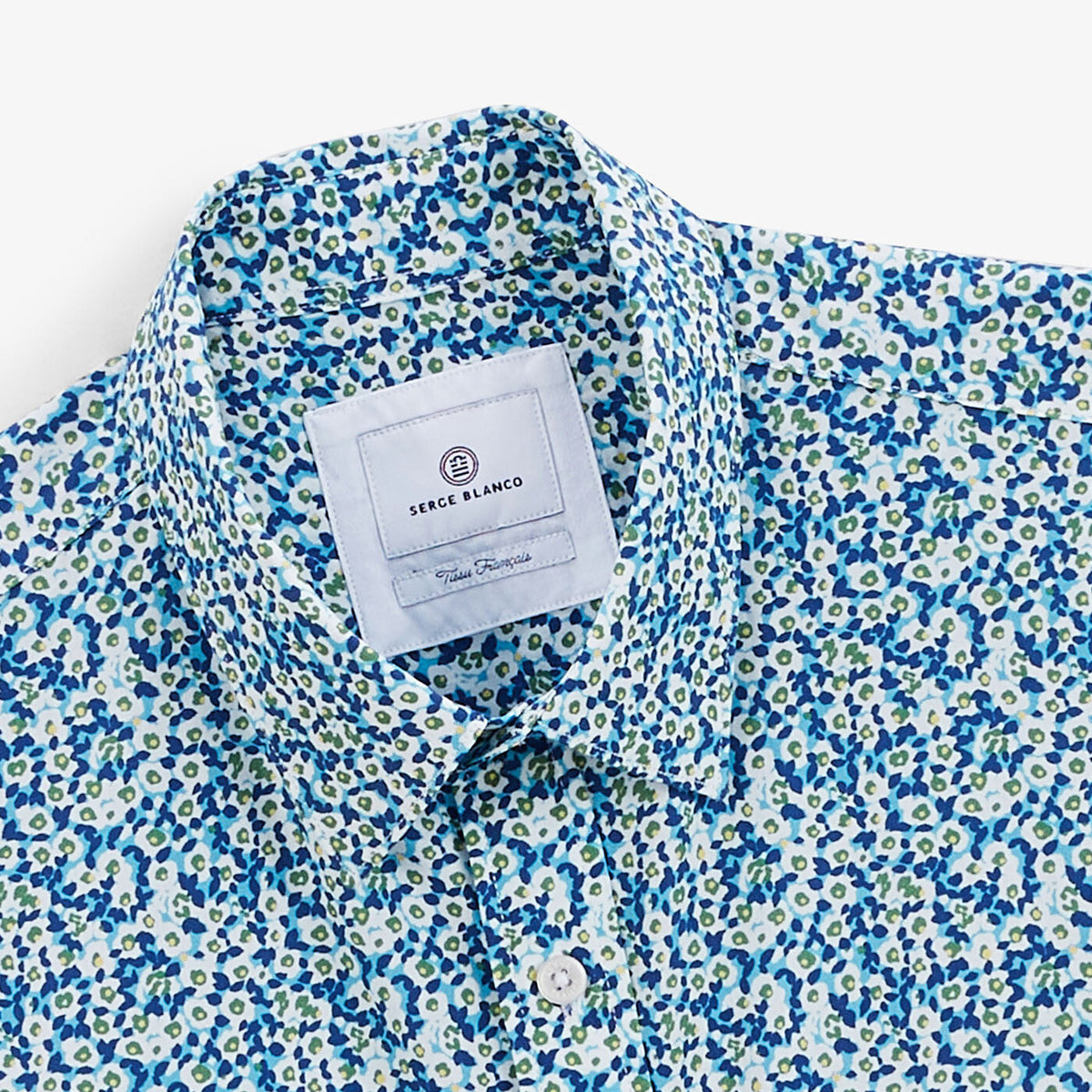 Chemise manches courtes regular azur imprimé fleurs