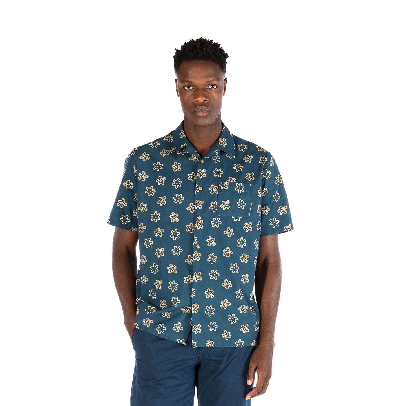 Chemise manches courtes bowling aviateur imprimé fantaisie