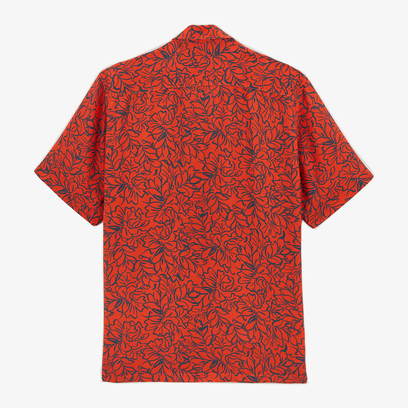 Chemise manches courtes bowling abricot imprimé fleurs