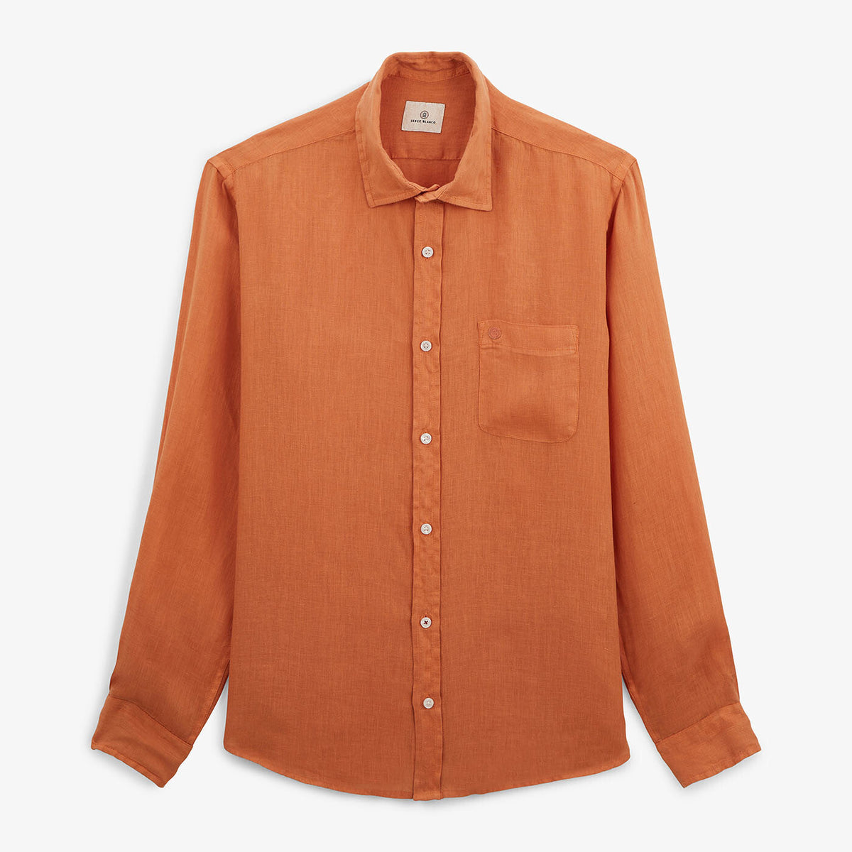 Chemise regular en lin orange