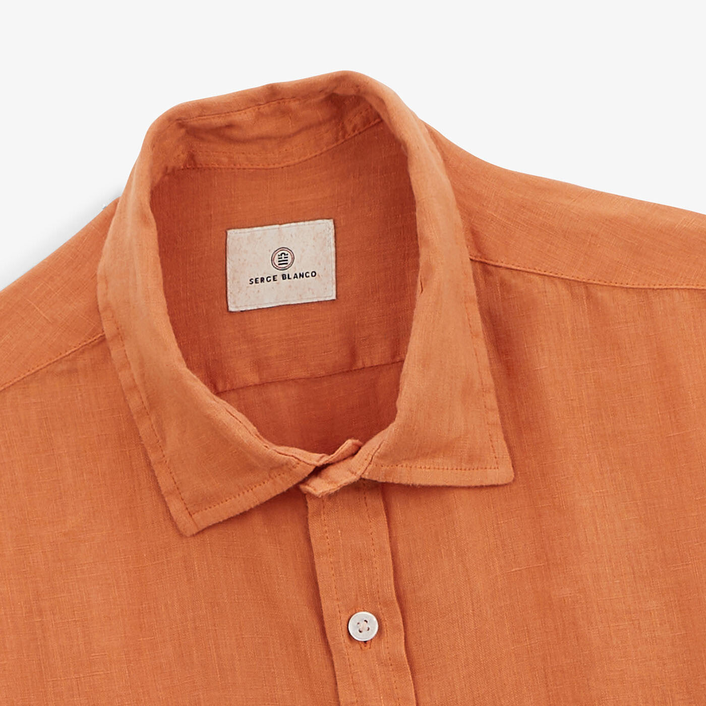 Chemise regular en lin orange