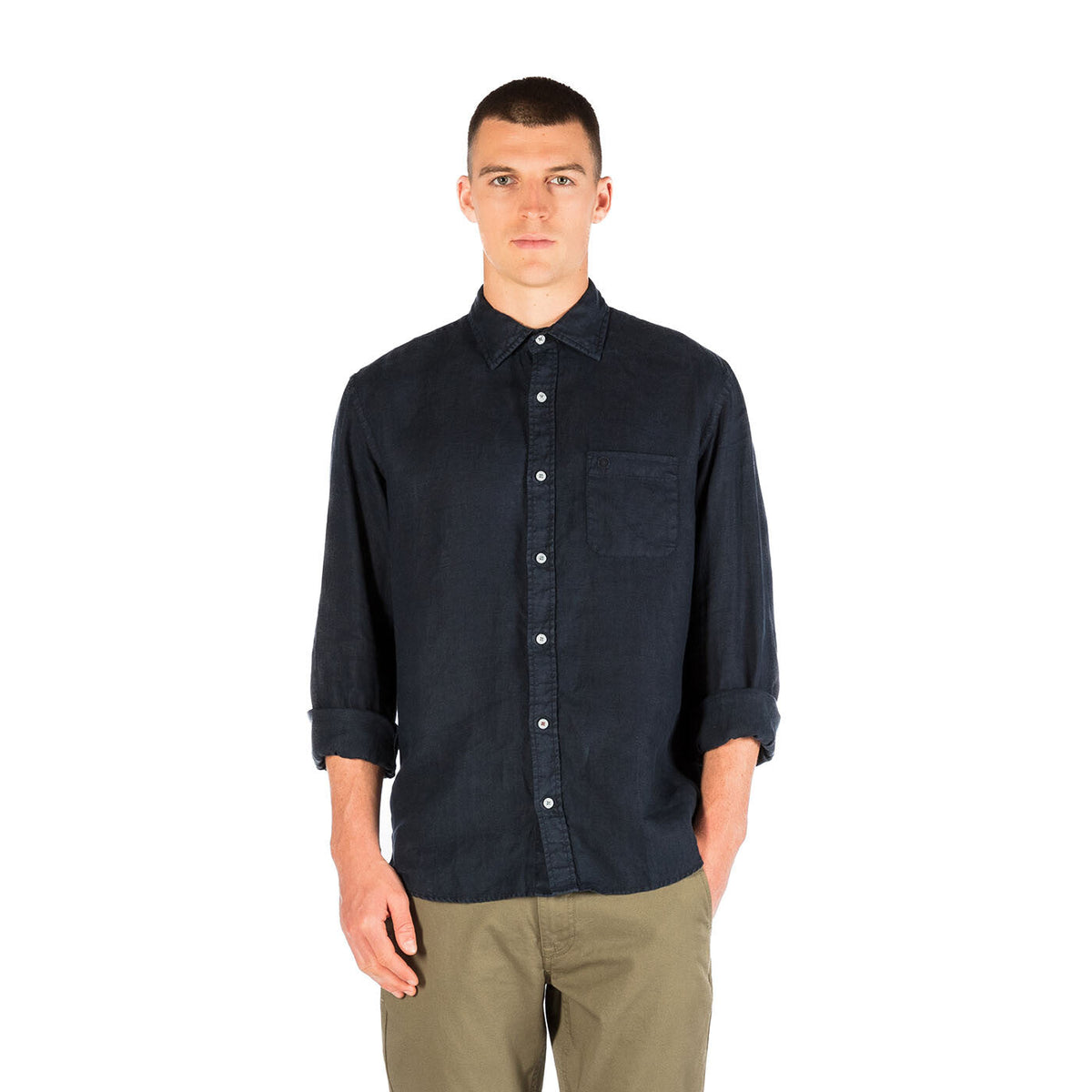 Chemise regular en lin dark navy