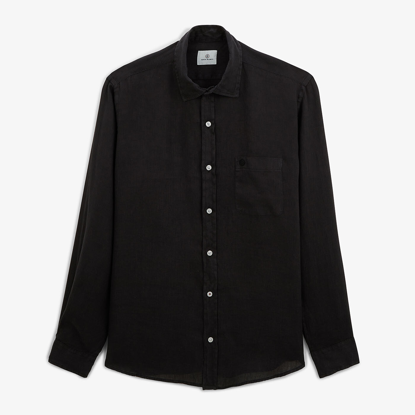 Chemise regular en lin noir