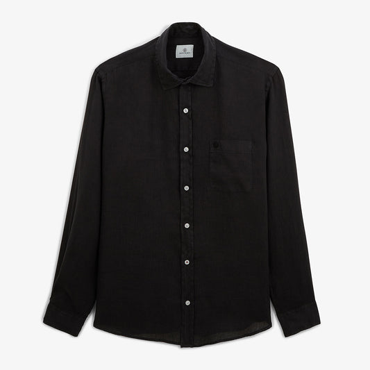 Chemise regular en lin noir