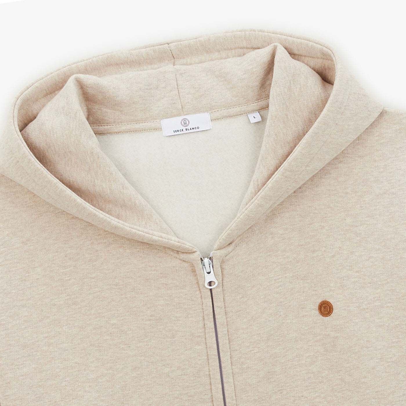 Sweat zippé Stan beige chiné