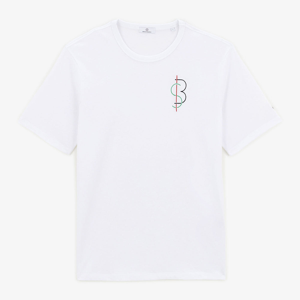 T-shirt Thiery blanc broderie poitrine