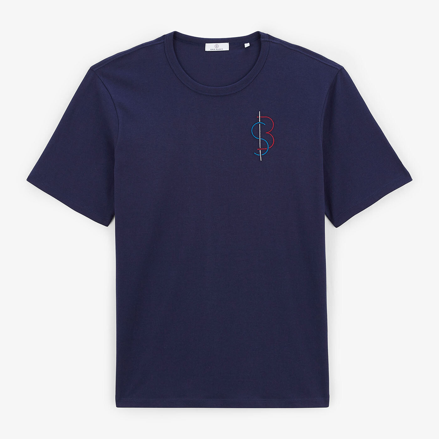 T-shirt Thiery bleu nuit broderie poitrine