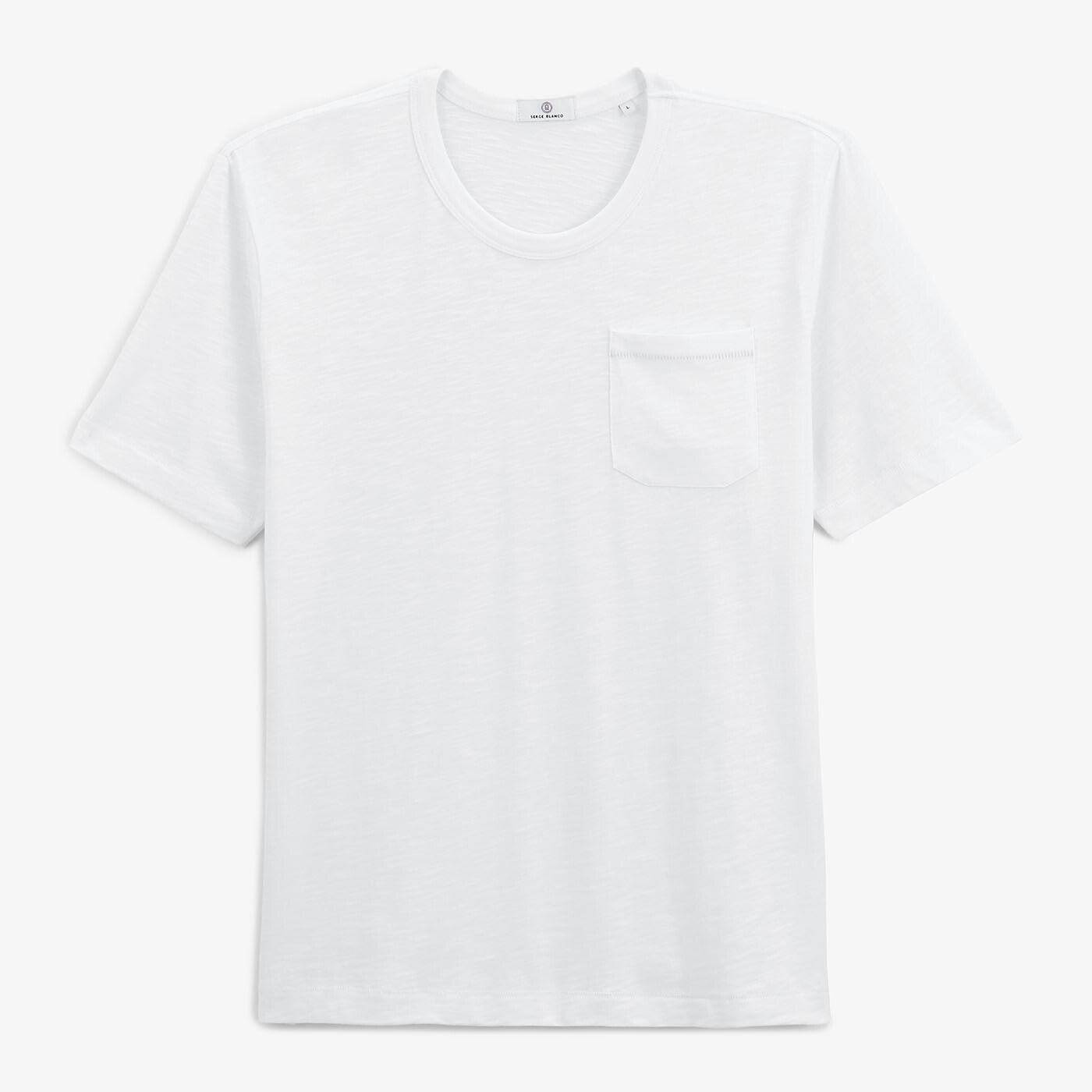 T-shirt slub Tony blanc poche poitrine