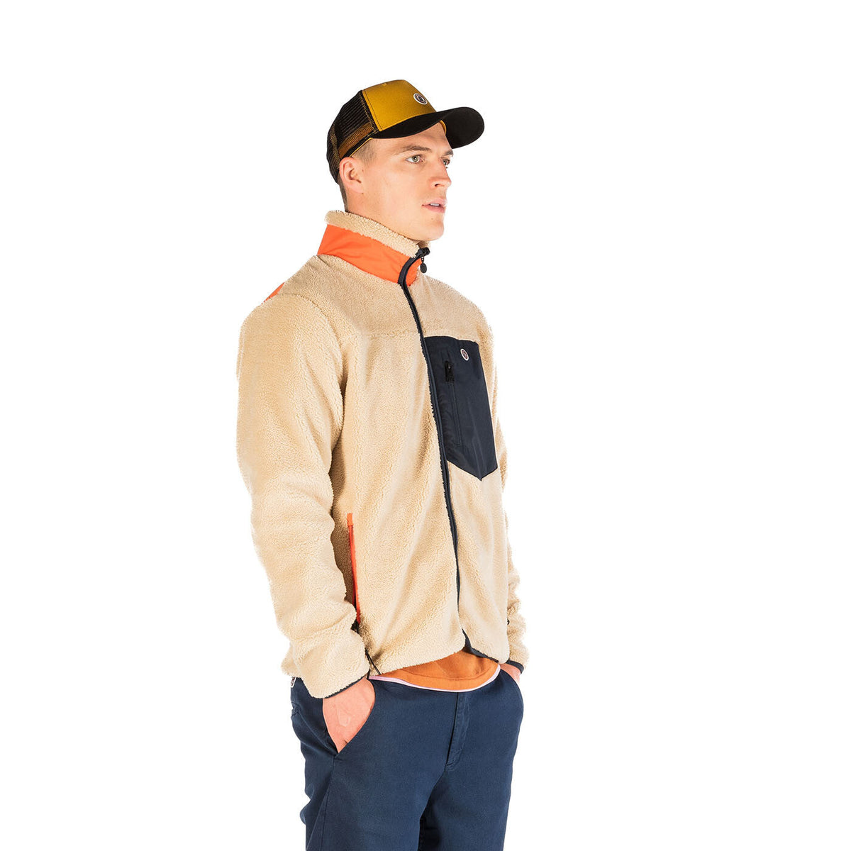 Veste polaire Toronto beige et bleu foncé